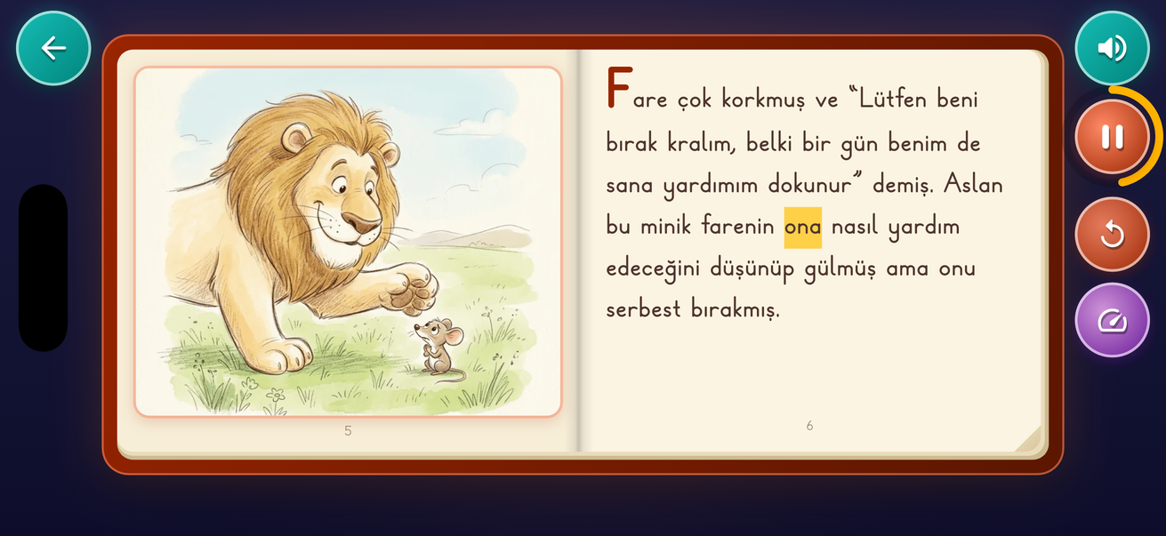 Sesli masal ve karaoke ekranı